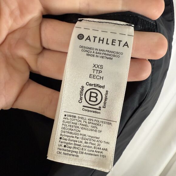 Athleta Triumph Hybrid Jacket Women's XXS Black Full Zip Hooded Pockets - Picture 6 of 12
